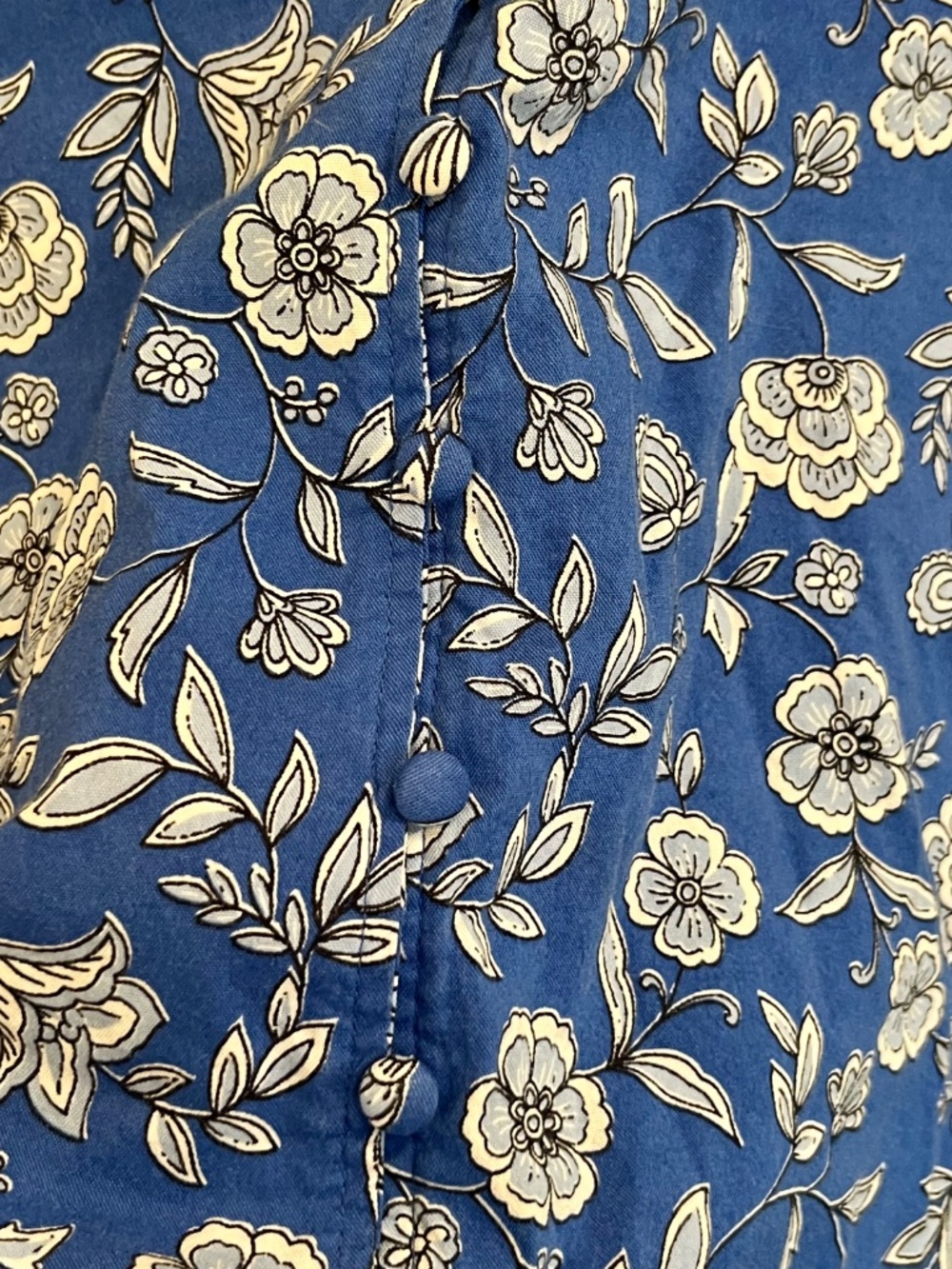 Loft Blue White Floral Ruffle Peplum Blouse Short Sleeve Size Medium - Picture 5 of 9